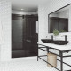 VIGO  Elan Frameless Sliding Rectangle Shower Door with Black Tempered Glass and Hardware in Matte Black Finish with Reversible Handle