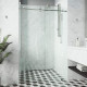 Elan E-class  Frameless Sliding Shower Door in Stainless Steel with Clear Glass and Handle