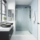 Elan E-class  Frameless Sliding Shower Door in Stainless Steel with Clear Glass and Handle