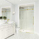 Elan E-class Frameless Sliding Shower Door in Matte Gold with Clear Glass and Handle