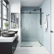 Elan E-class Frameless Sliding Shower Door in Matte Black with Clear Glass and Handle