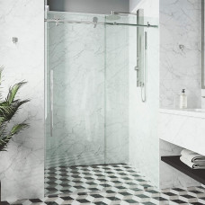 Elan E-class Frameless Sliding Shower Door in Chrome with Clear Glass and Handle