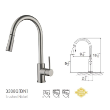 Single Handle Pull-Down Kitchen Faucet 3308Q(BN)