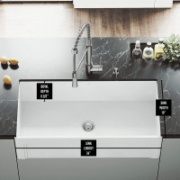 VIGO 36" Casement Front Matte Stone Farmhouse Kitchen Sink