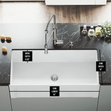 VIGO 36" Casement Front Matte Stone Farmhouse Kitchen Sink