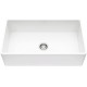 Matte Stone Farmhouse Composite 33 in. 0-Hole N/A Single Bowl Kitchen Sink with 1 Strainer in Matte White