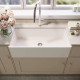 Matte Stone Farmhouse Composite 33 in. 0-Hole N/A Single Bowl Kitchen Sink with 1 Strainer in Matte White