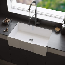 VIGO 30" Square Front Matte Stone Farmhouse Kitchen Sink