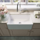 Matte Stone Farmhouse Composite 30 in. 0-Hole N/A Single Bowl Kitchen Sink with 1 Strainer in Matte White