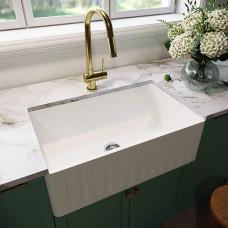 VIGO 30" Matte Stone Farmhouse Kitchen Sink